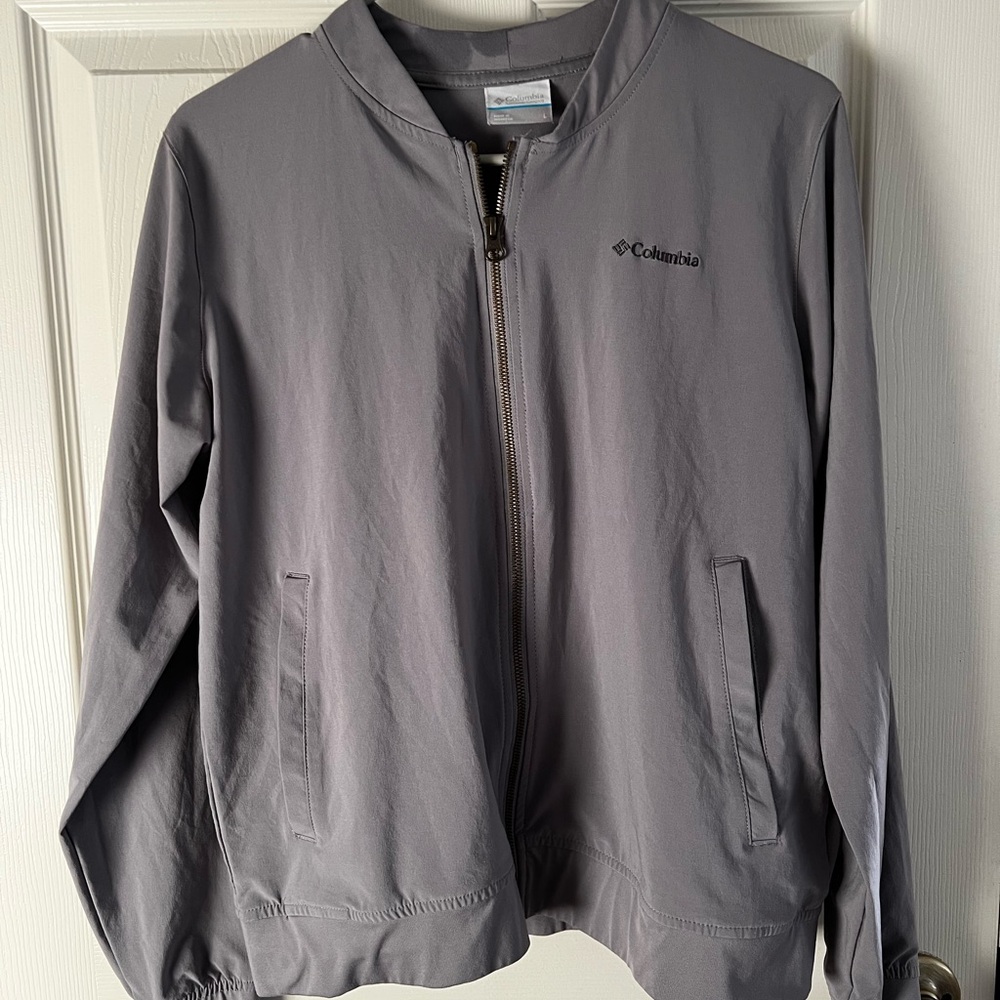 Size L Women’s Columbia Jacket Casual Full Zip Gray Water Resistant Large Grey